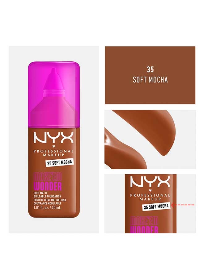 NYX PROFESSIONAL MAKEUP Make 'EM Wonder, 24H Soft Matte Foundation, Undetectable  Finish, Soft Mocha - Image 5